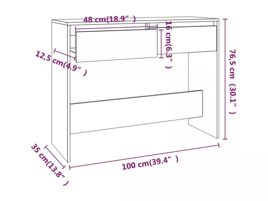 Table console Noir 100x35x76,5 cm Aggloméré