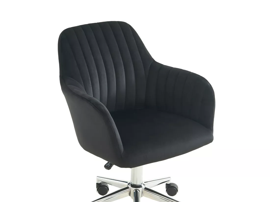 Chaise de bureau - Velours - Noir - Hauteur réglable - ELEANA