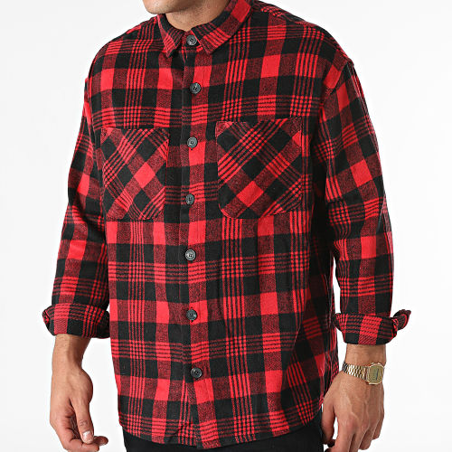 Chemise Manches Longues à Carreaux Rouge Noir