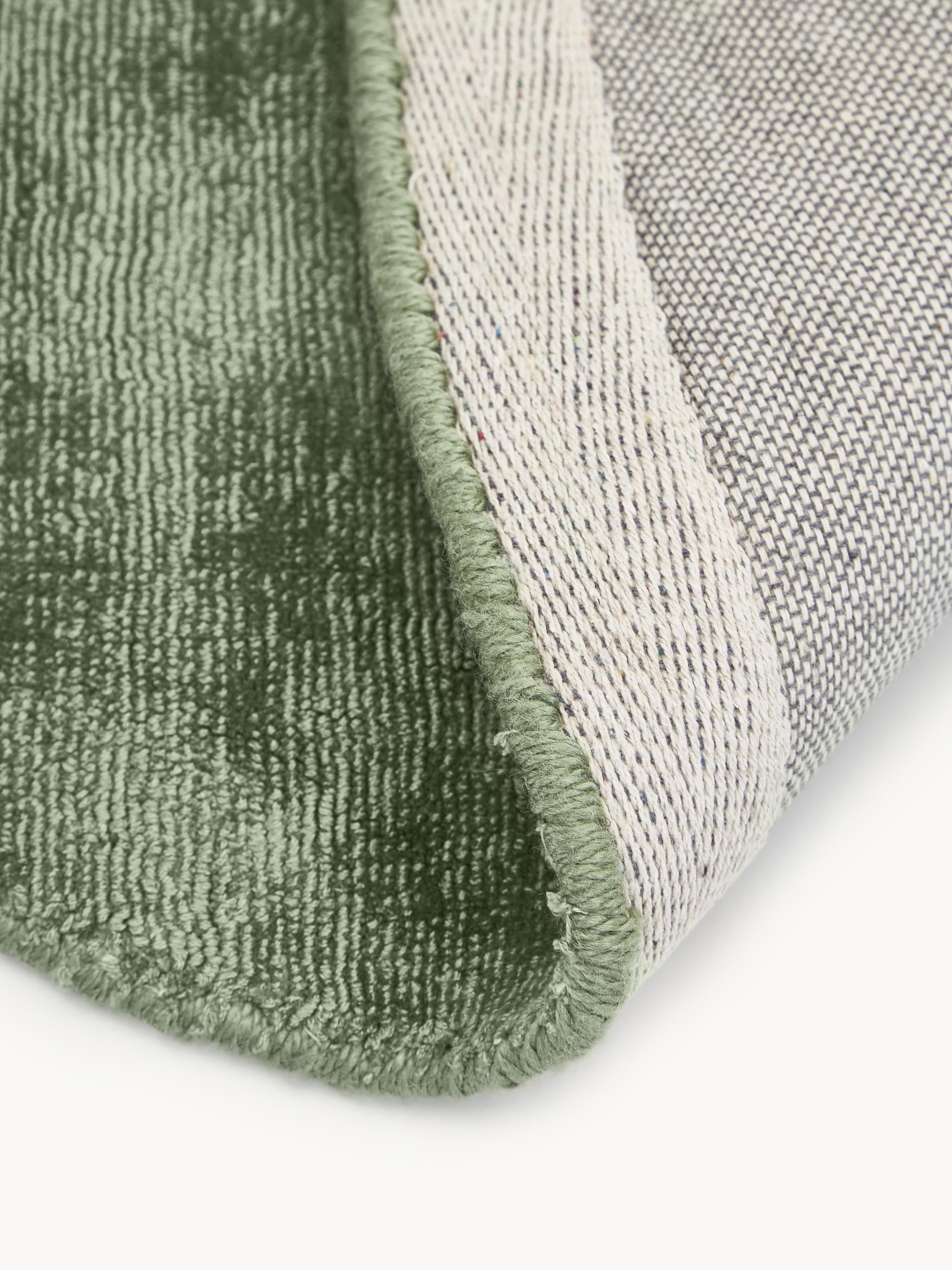 Rond handgeweven viscose vloerkleed Jane