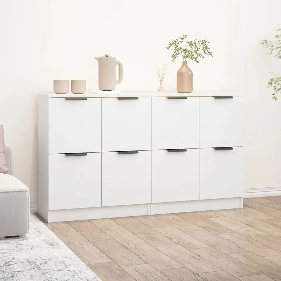 vidaXL - Dressoir - Wit - Bewerkt hout - 2 stuks