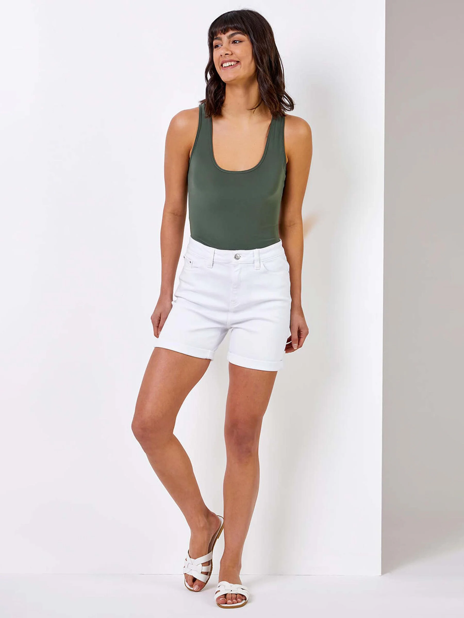 Roman mom denim short met stretch