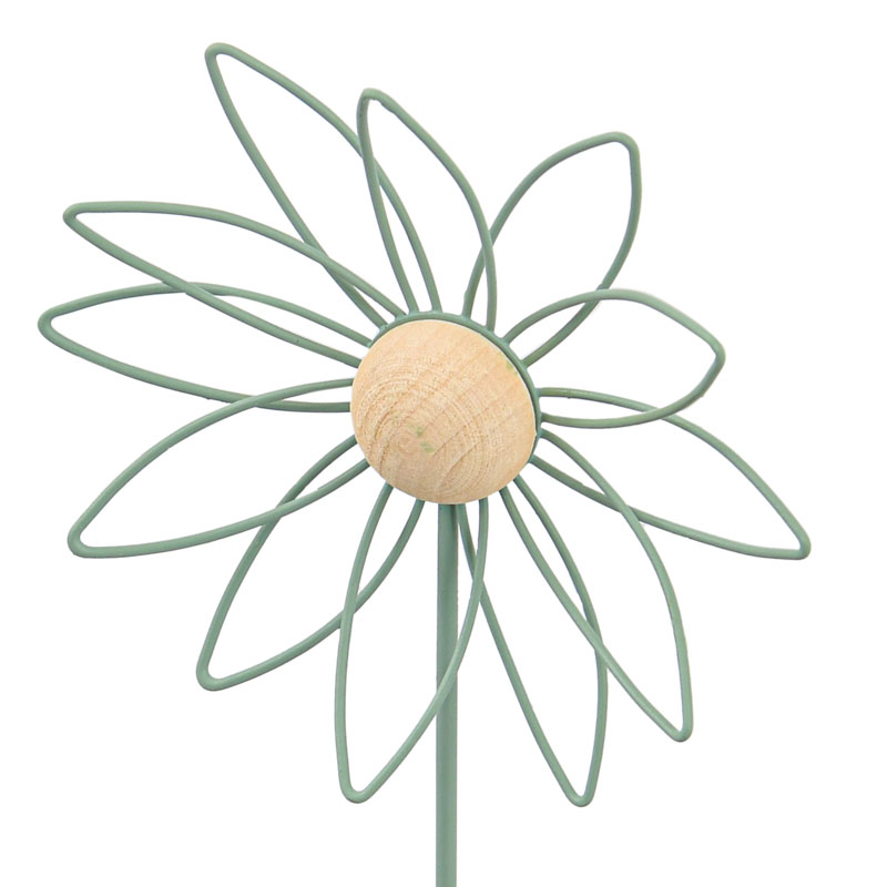 Pique marguerite en métal peint et bois