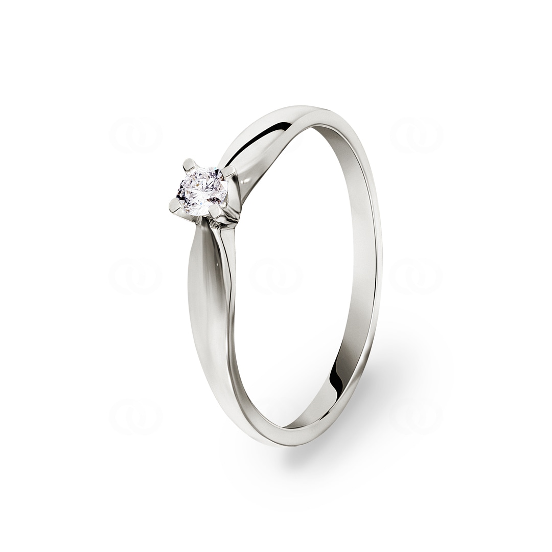 Verlobungsring 750/18 K Weissgold mit Diamant 0.10 ct H/si