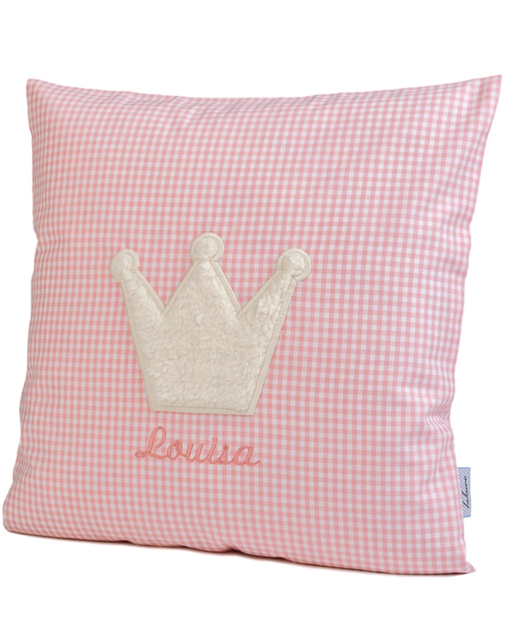 Personalisiertes Kissen KRONE rosa (Farbe: weiss)
