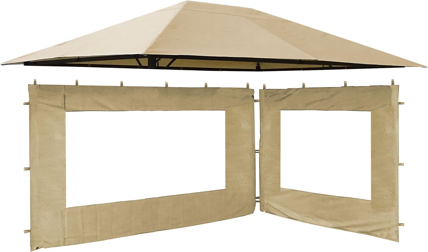 QUICK STAR Set Ersatzdach und 2 Seitenteile für Garten Pavillon 3x4m Sand Antik Pavillondach Ersatzbezug Seitenwände
