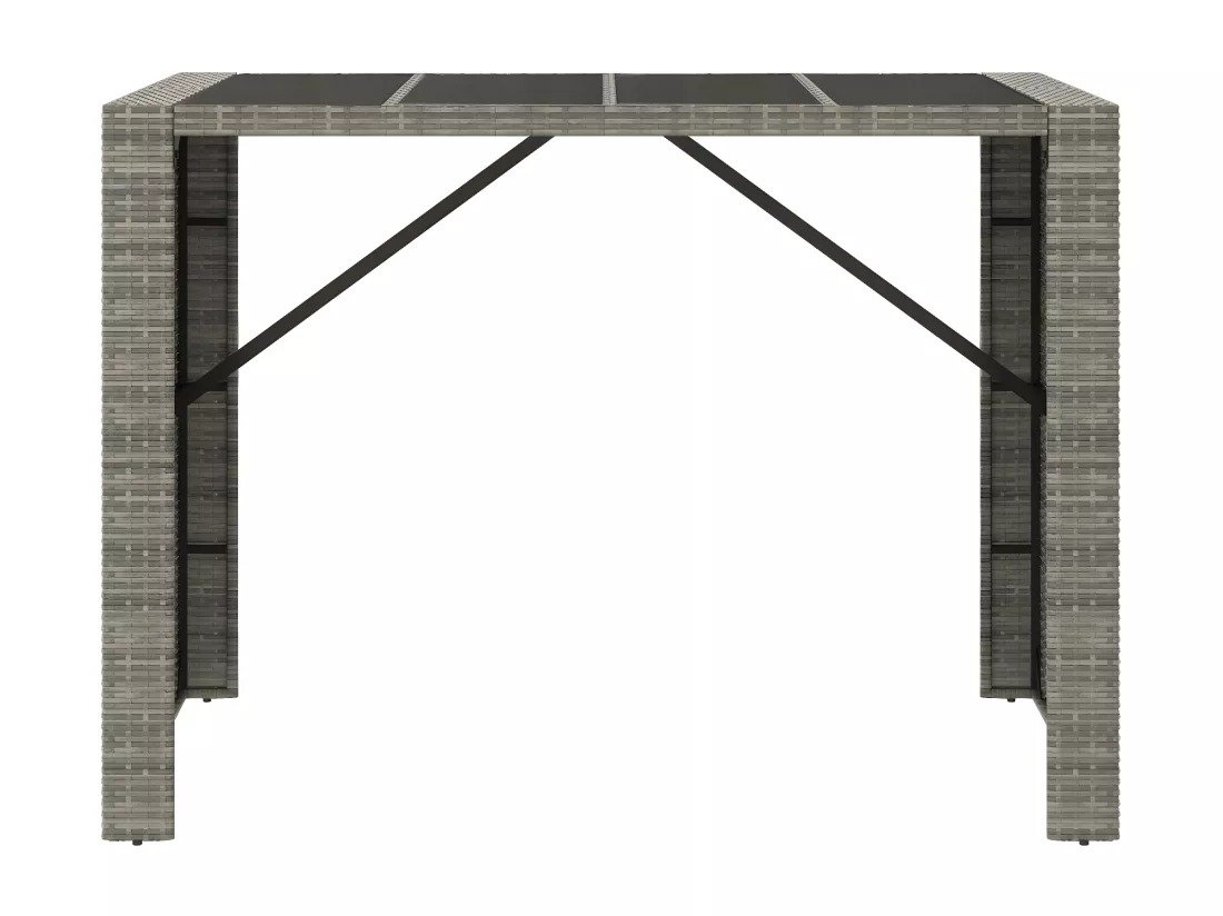 Prolenta Premium - Table de bar et dessus en verre gris 145x80x110 cm poly rotin
