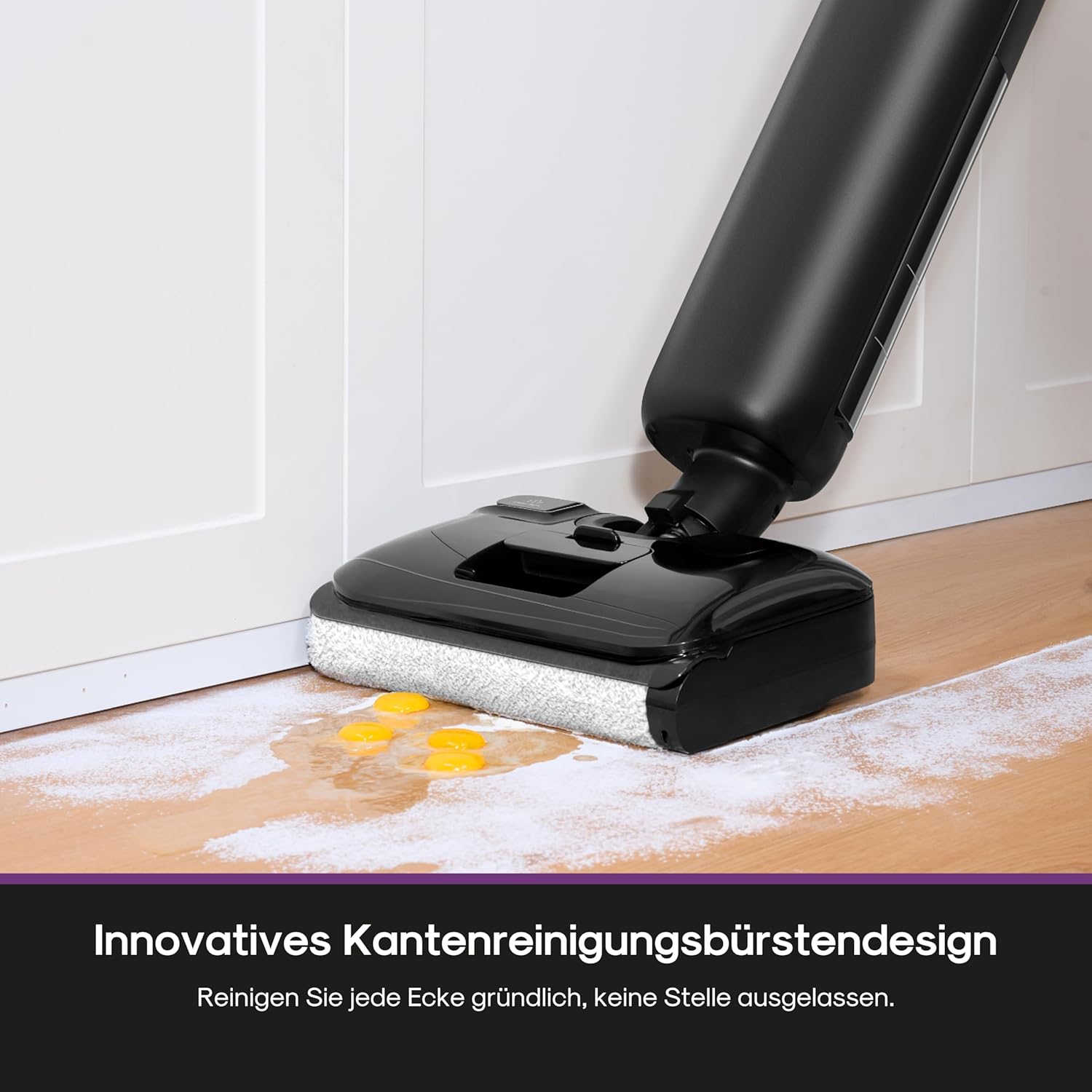 Eureka FloorShine 460 Nass Trockensauger Kabellos, 180° Flachdesign Wischsauger Saugwischer, 17000 Pa Akku Staubsauger mit Wischfunktion, 30min Laufzeit Reinigung unter tiefen Möbeln für HarteBoden