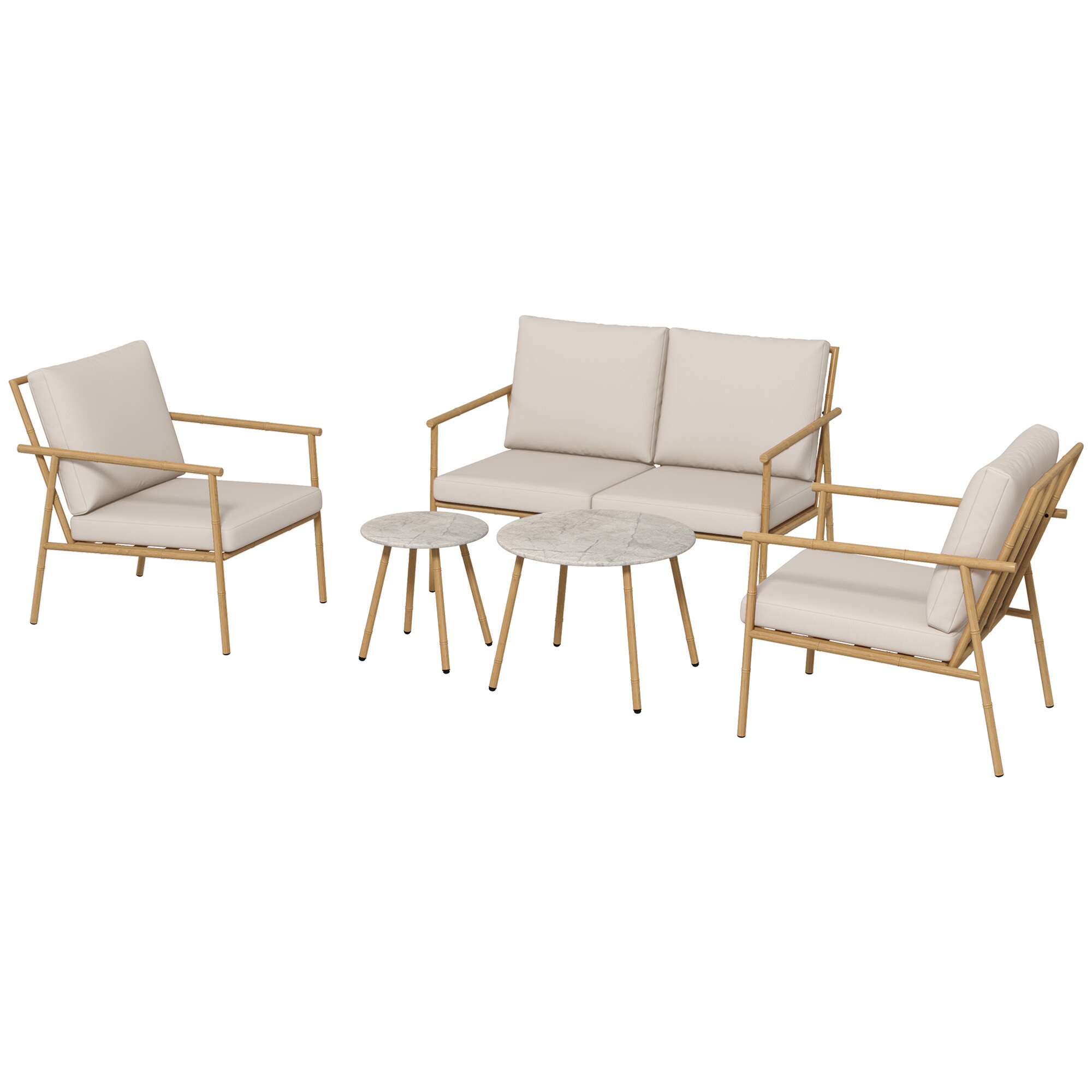Outsunny Sitzgruppe mit Sitzkissen weiß 122L x 78B x 83H cm