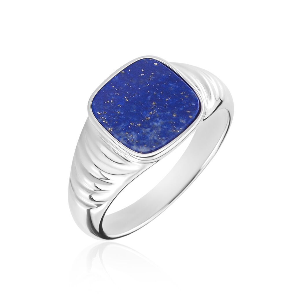 Chevalière Argent Blanc Calisto Lapis Lazuli