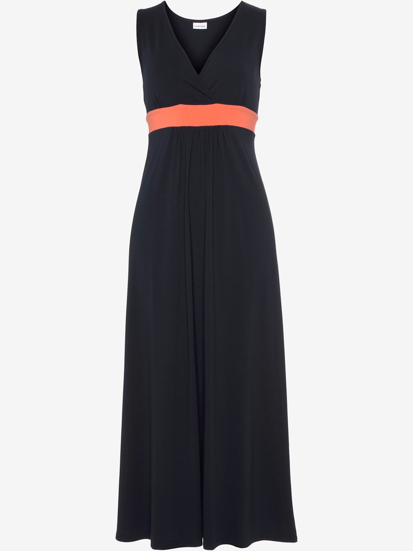 Robe longue encolure en v aspect superposé