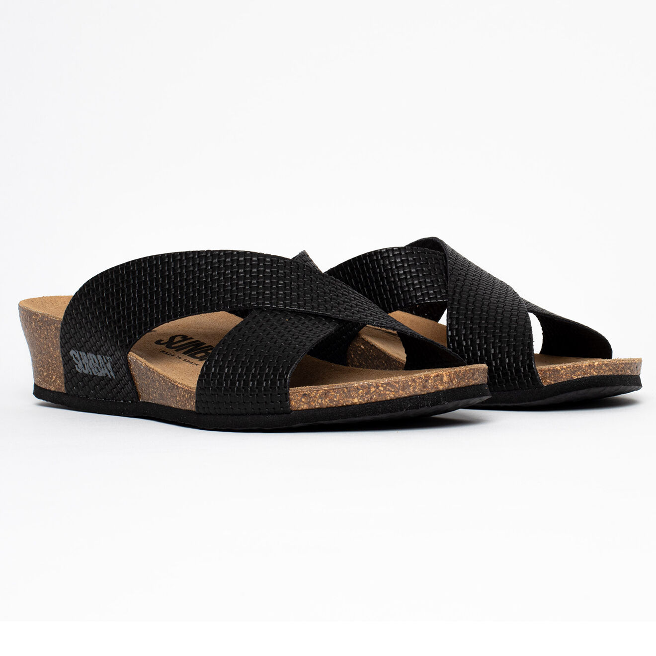 Sunbay Mules compensées Brisbane noires - Talon 4 cm