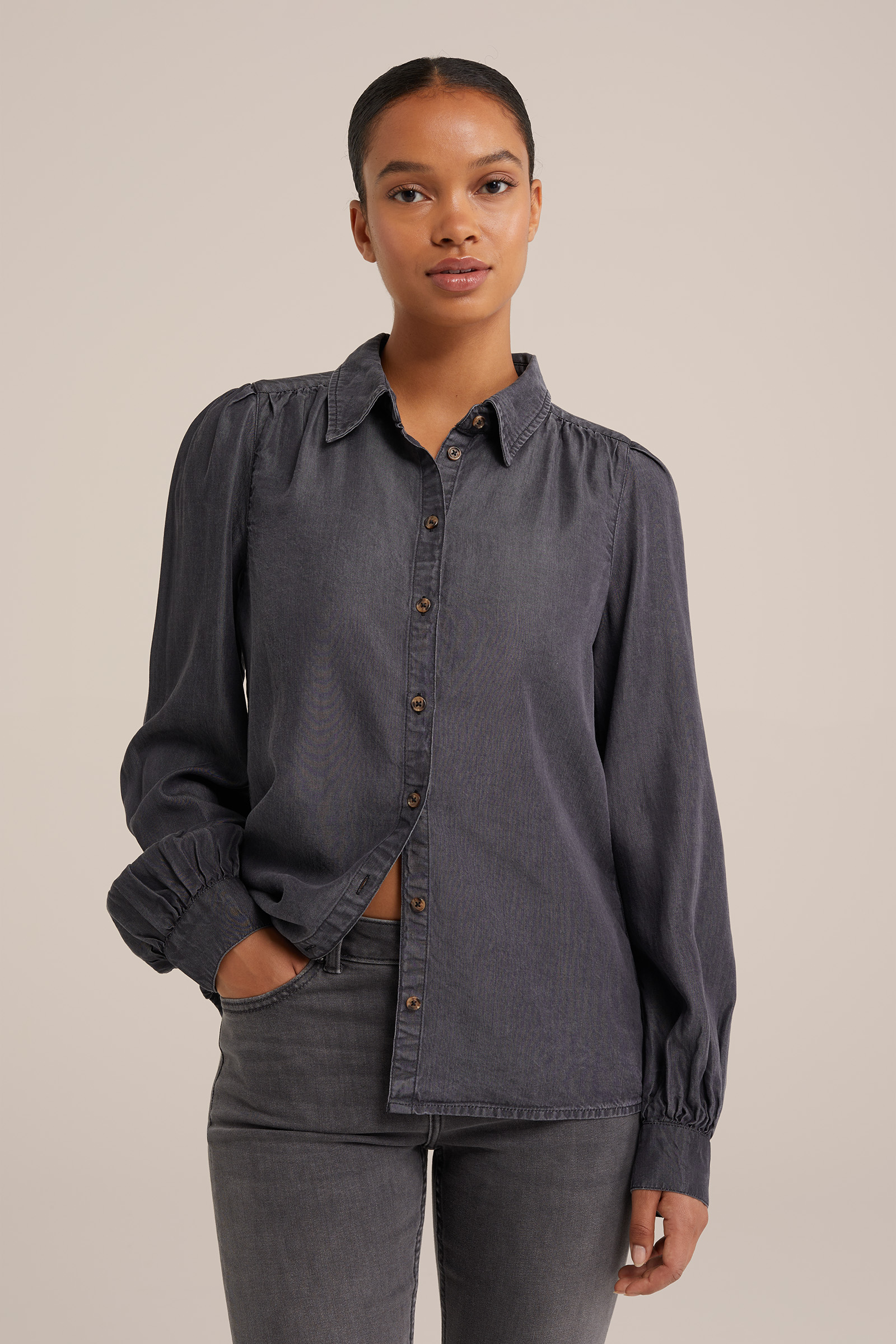 denim blouse Blue Ridge Donkergrijs