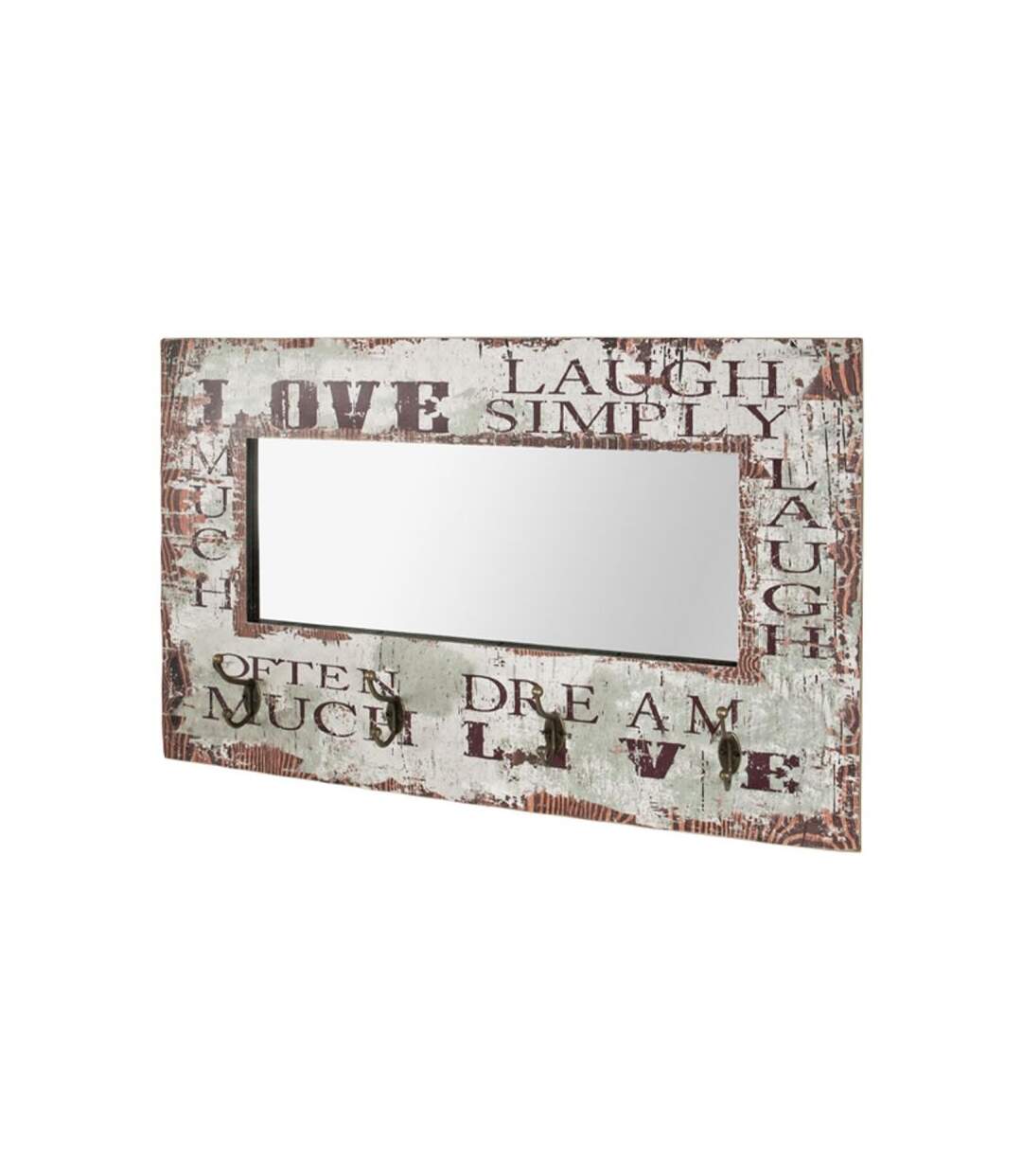 Paris Prix - Patère Murale & Miroir 4 Crochets 80cm Naturel
