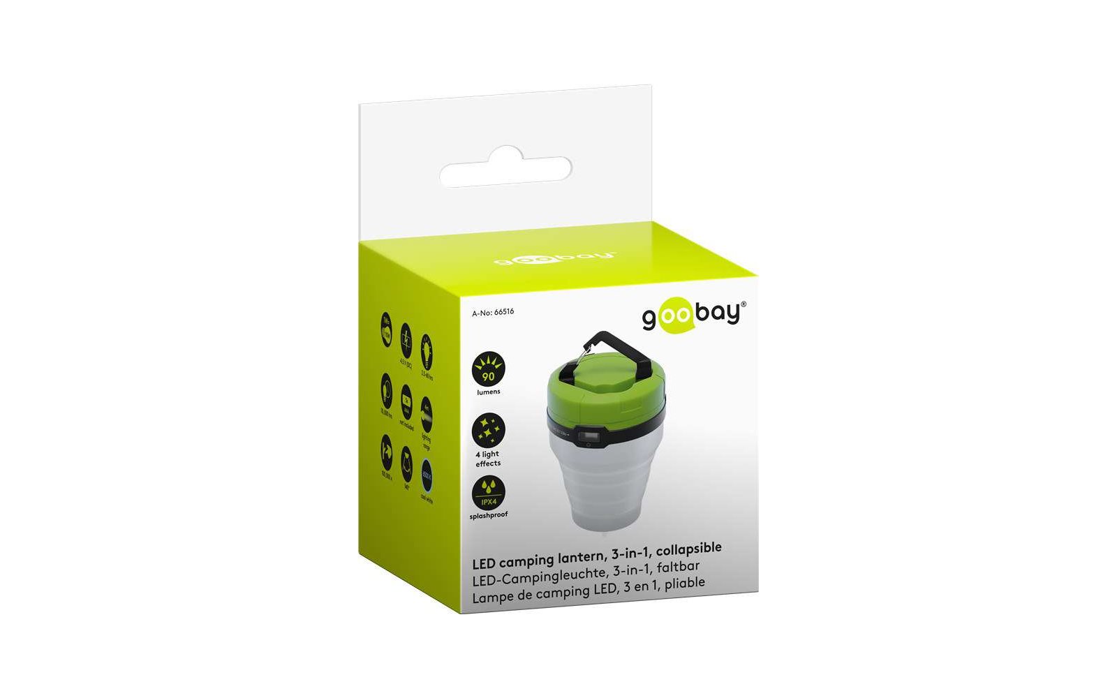 Goobay LED-Campingleuchte, 3-in-1, faltbar