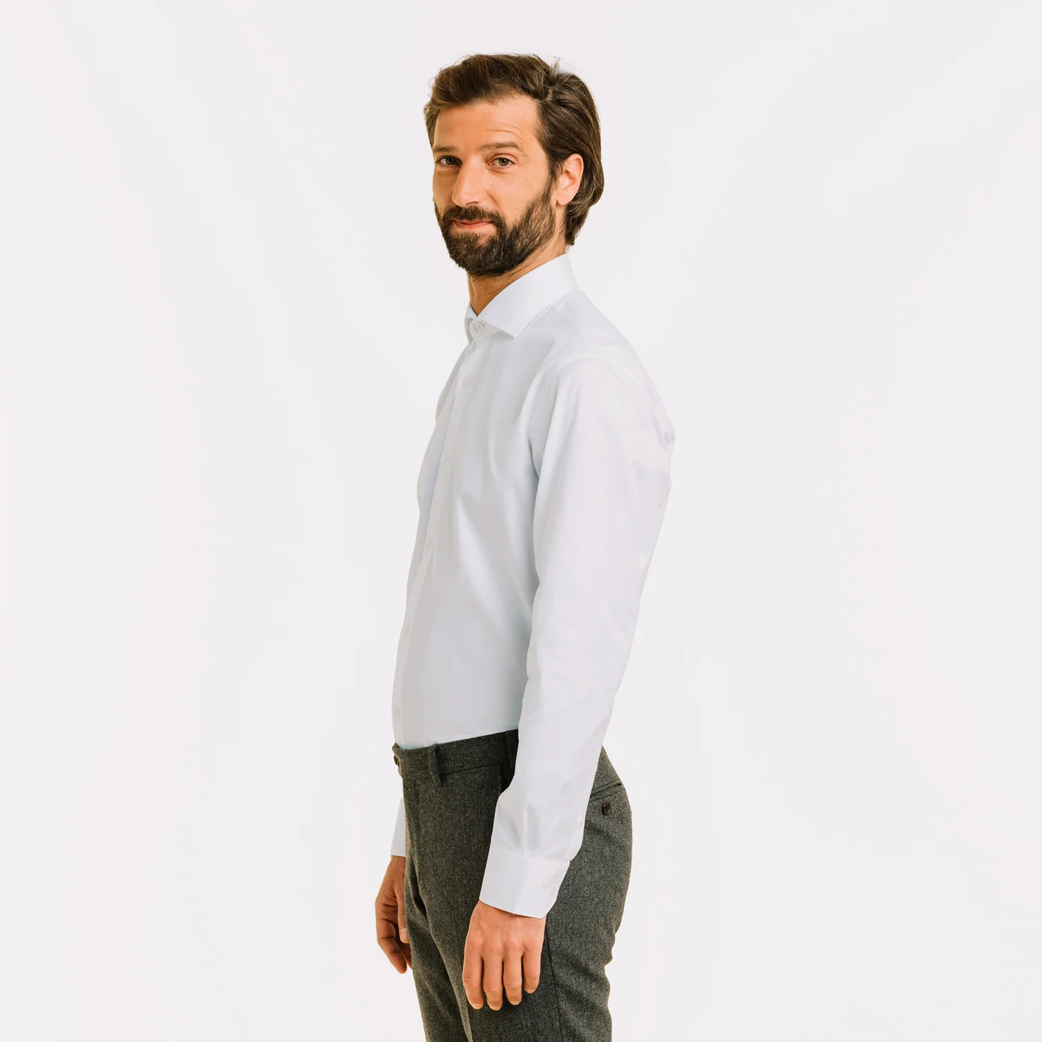 White double-twisted Oxford shirt