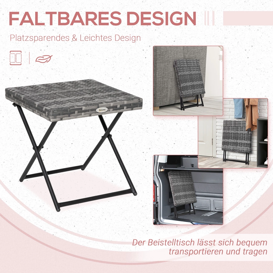Outsunny Polyrattan Gartentisch klappbar grau