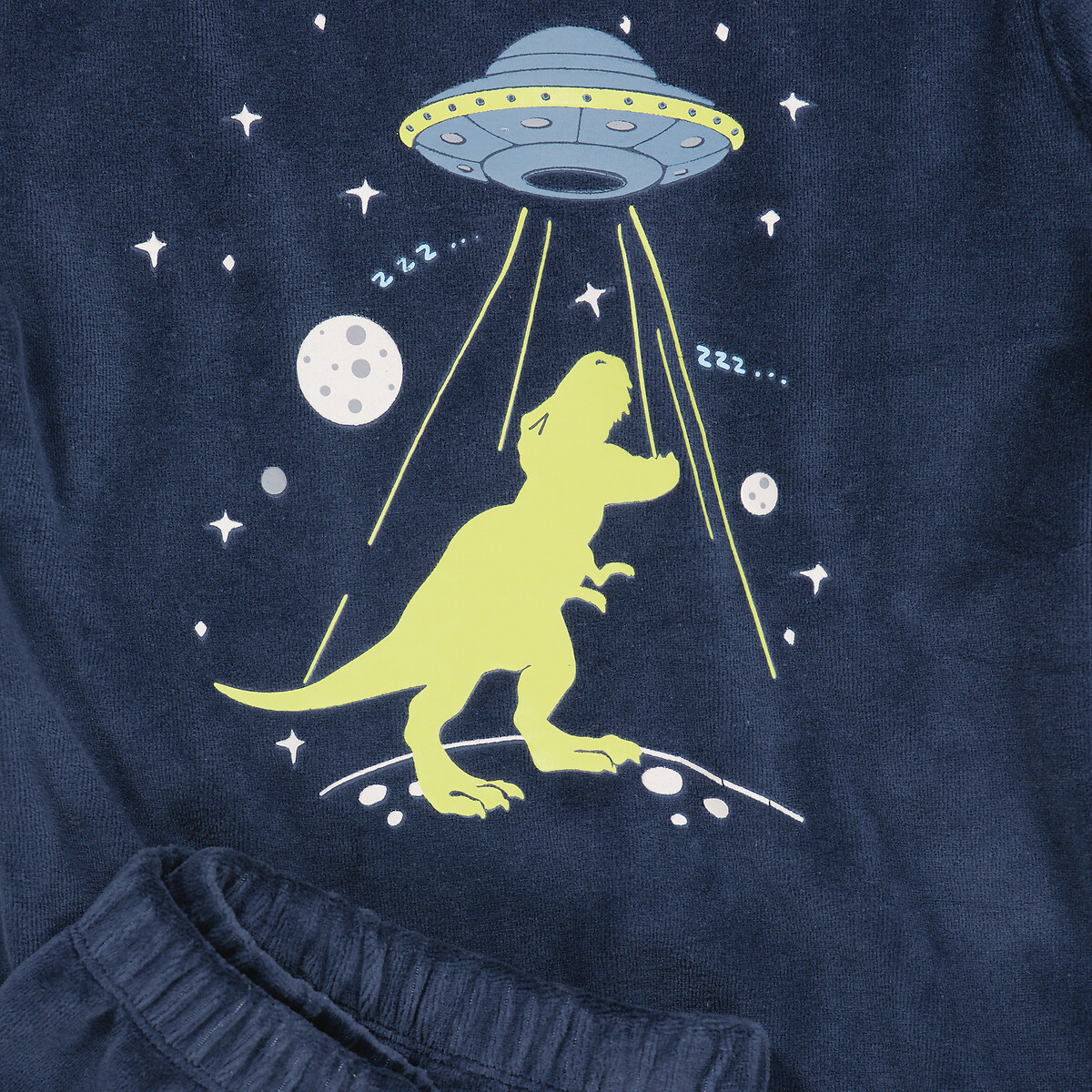 COLEÇÕES LA REDOUTE<br>Pijama de veludo, dinossauro fosforescente