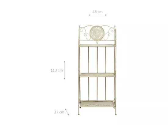 BISCOTTINI Étagères - Fer forgé finition blanc antique - Polyvalentes - Rangement - Jardin - Salon - Cuisine - Salle à manger - Chambre - Armoire - 48x27x113 cm