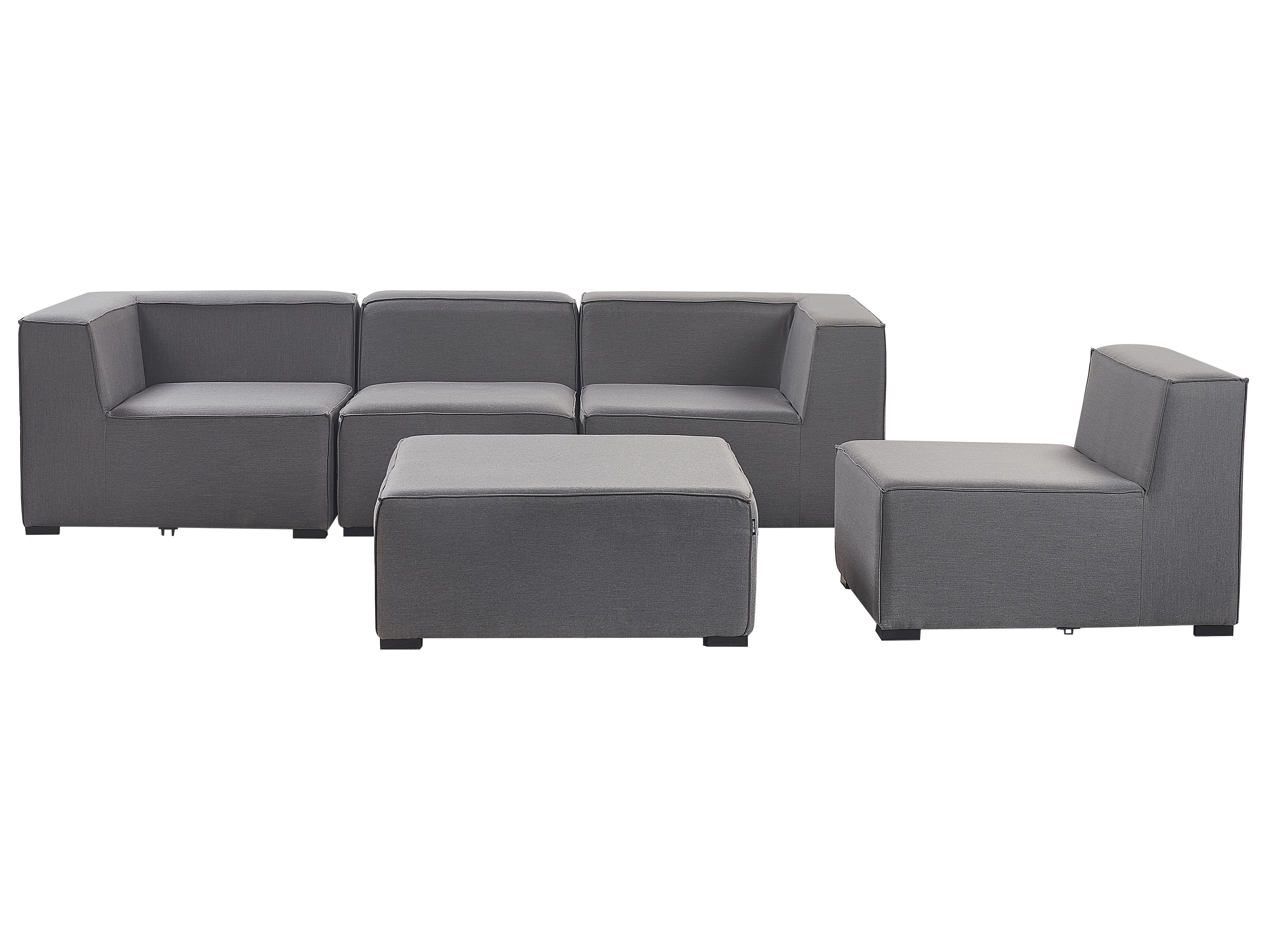 Tuin loungebank met ottomaan 4-zits AREZZO modulair Grijs