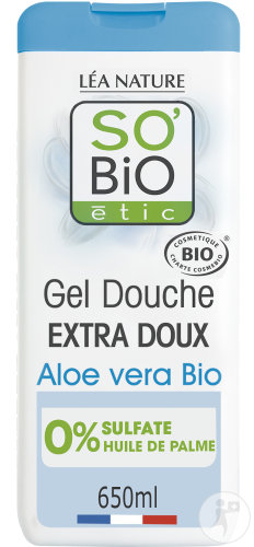 So'Bio Étic Gel Douche Extra Doux Au Gel D'Aloe Vera Bio Peaux Normales À Sensibles 650ml