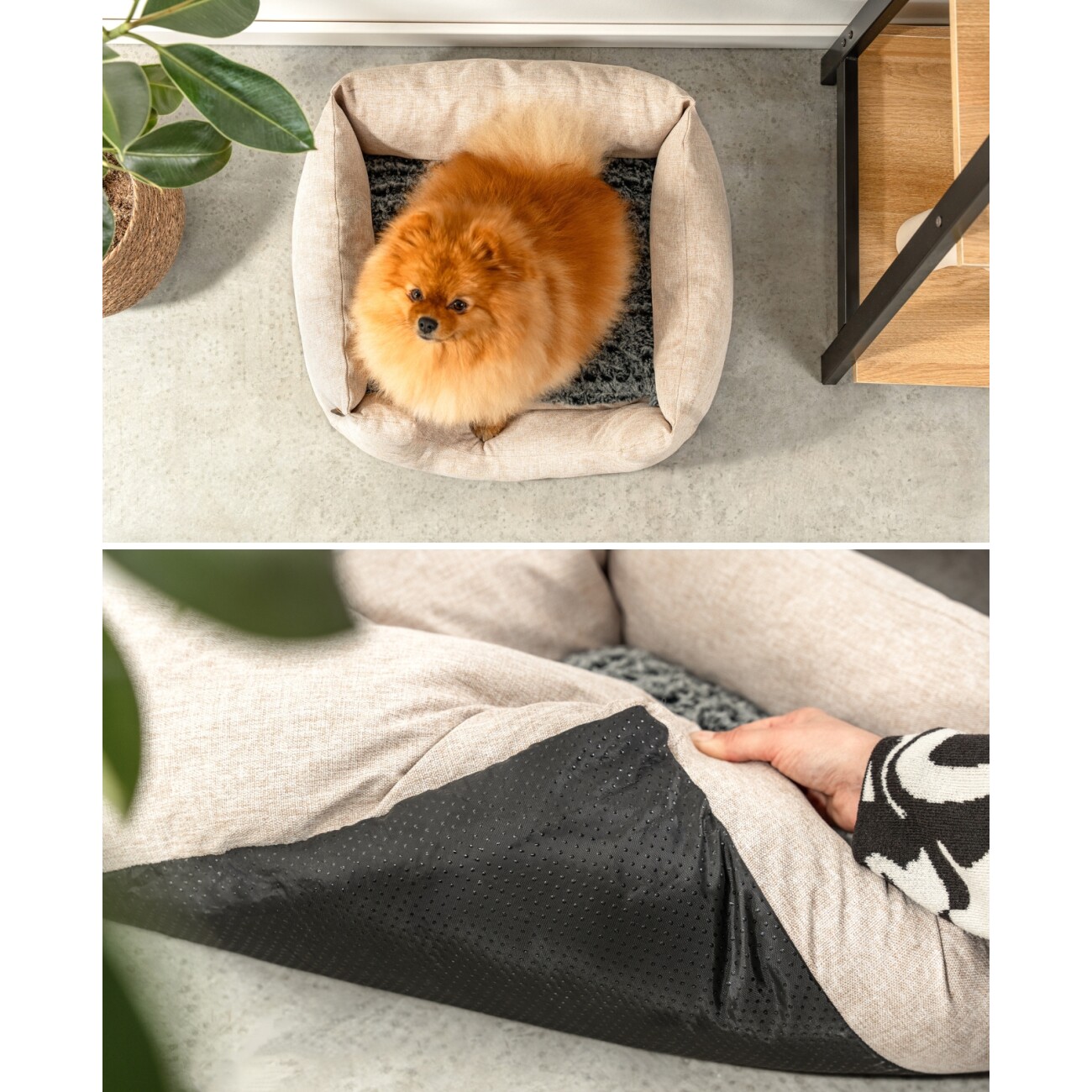 Lionto Hundebett mit Wendekissen meliert S