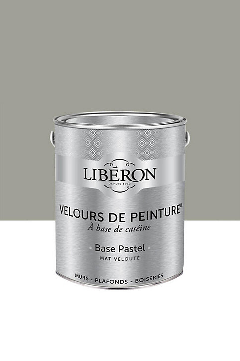 Peinture multisupport murs, plafonds et boiseries Velours de peinture gris des marais Libéron 2,5L