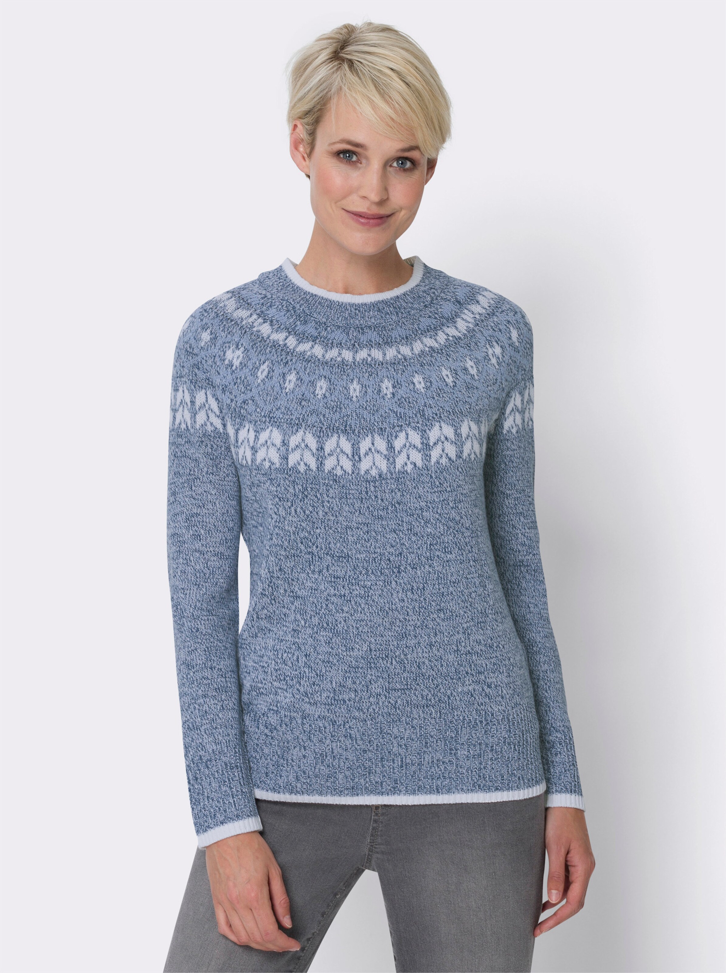 Norwegerpullover in Melange-Optik