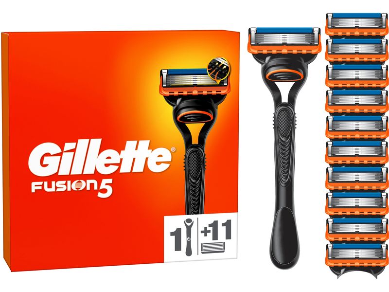 Gillette Herrenrasierer Gillette Fusion5 11er   Handstück Rasierer für Männer mit Gleitstreifen für ein sanftes Gleiten und 5 Klingen