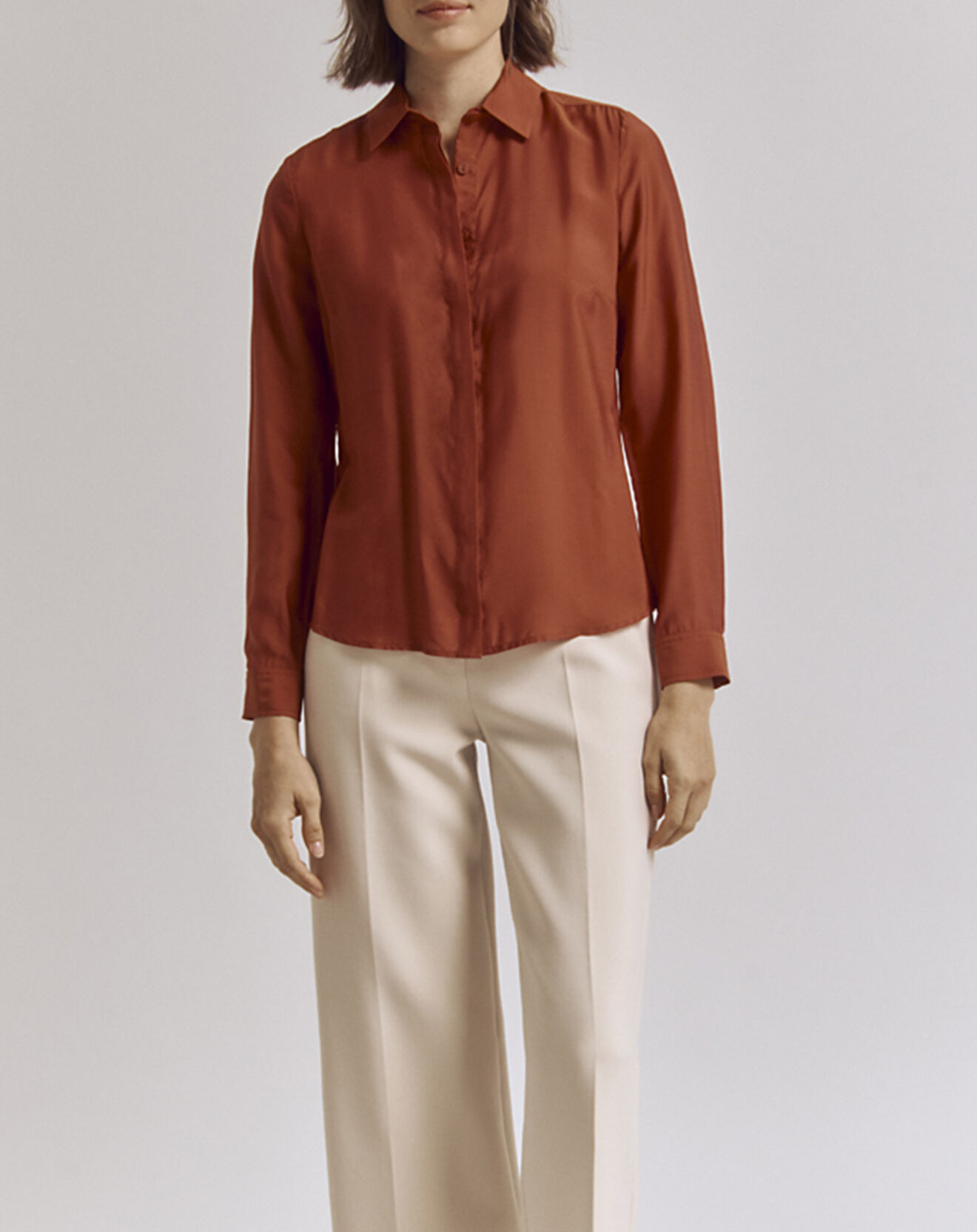 Devernois Chemise en Soie mélangée Coulis rouge terracotta