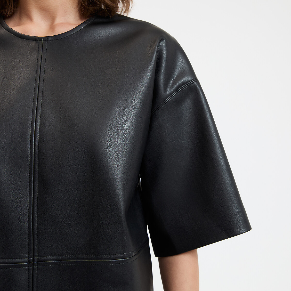 COLEÇÃO LA REDOUTE<br>Blusa em tecido sintético com decote redondo e mangas 3/4