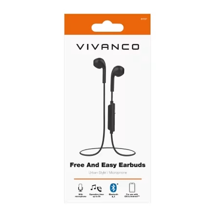 Free and Easy In-Ear Bluetooth 4.1 Sport Kopfhörer mit Nackenbügel   Mikrofon - Schwarz