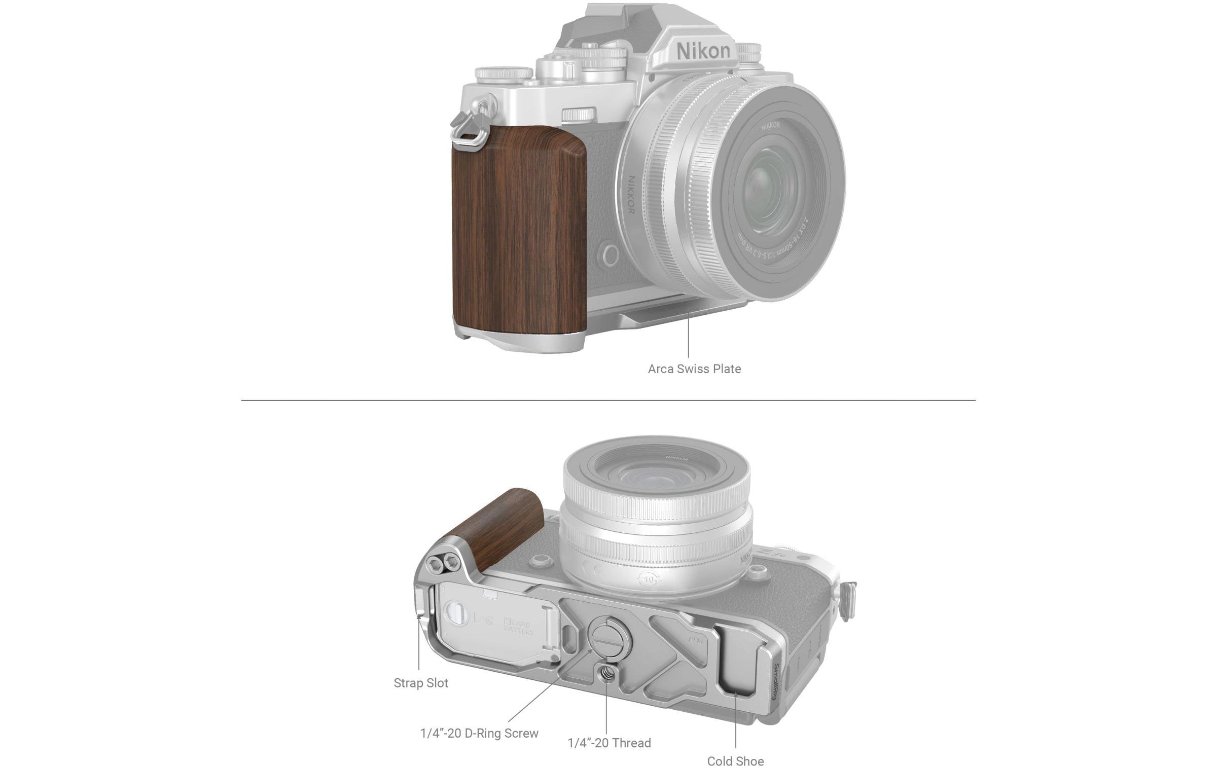 L-Winkel Nikon Z fc SilberL-förmiger Holzgriff für Nikon Z fc