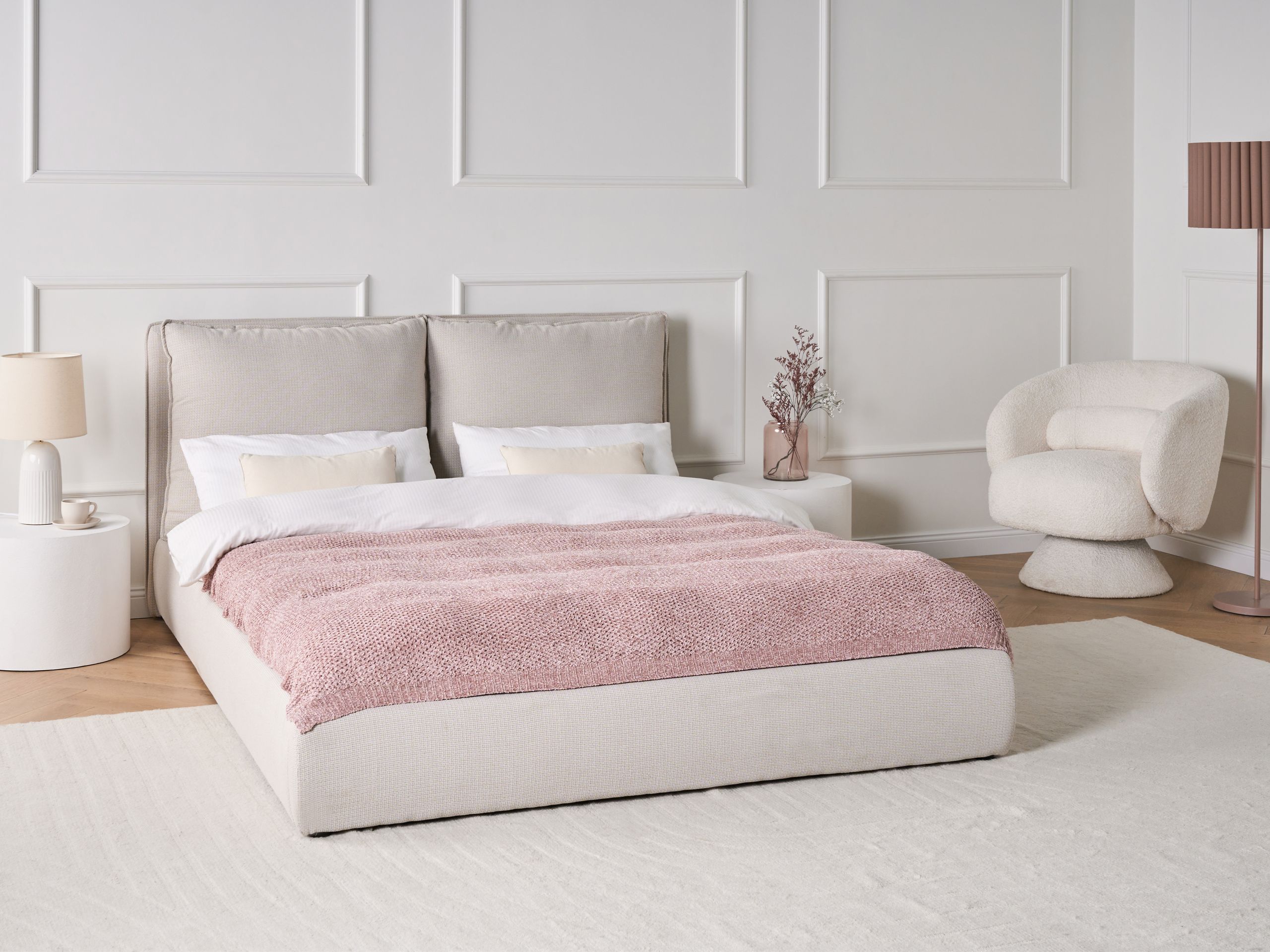 Beliani - BAJONNA - Tweepersoonsbed - Beige - 160 x 200 cm - Stof