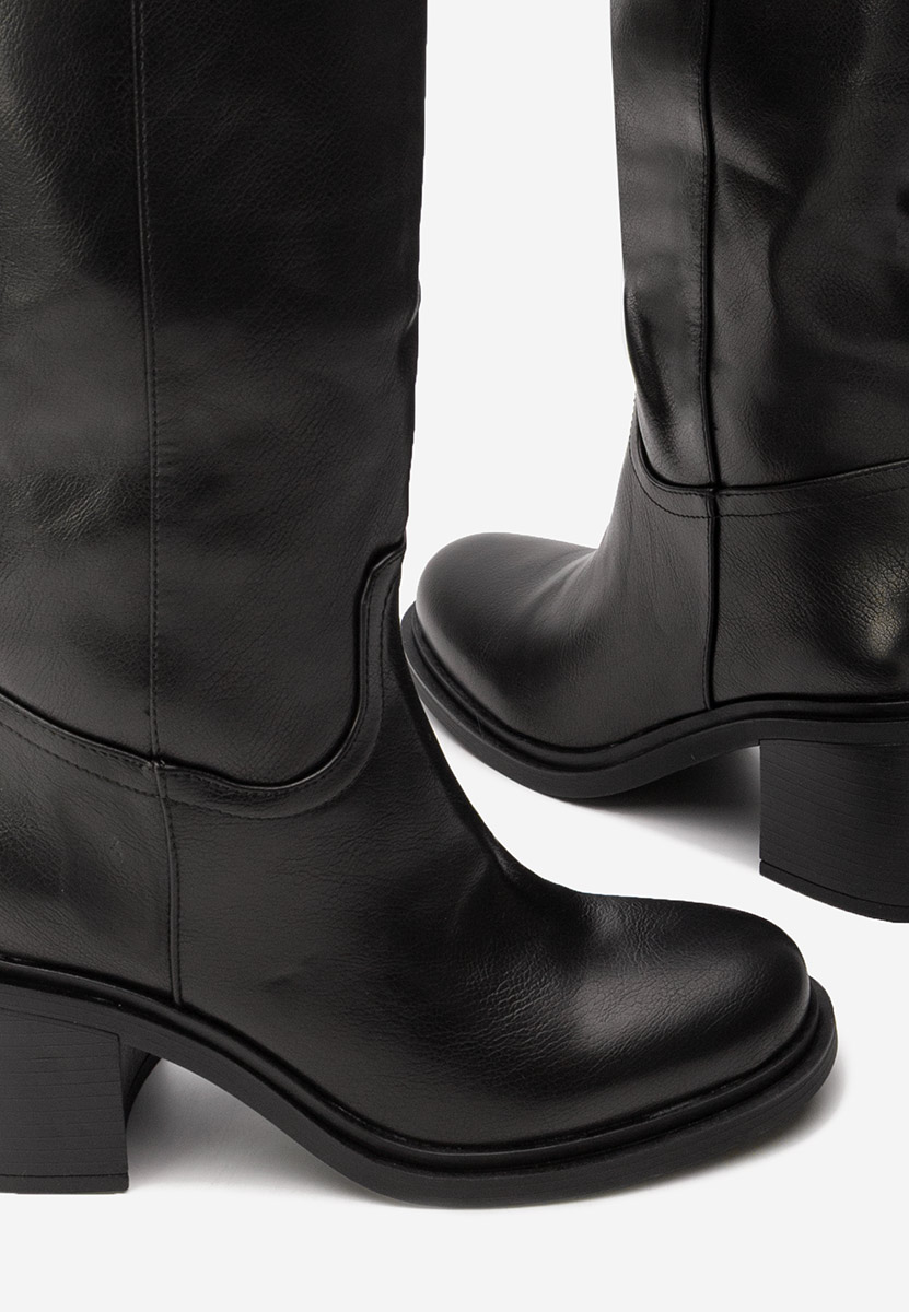 Bottes à talon carré noires Jasara