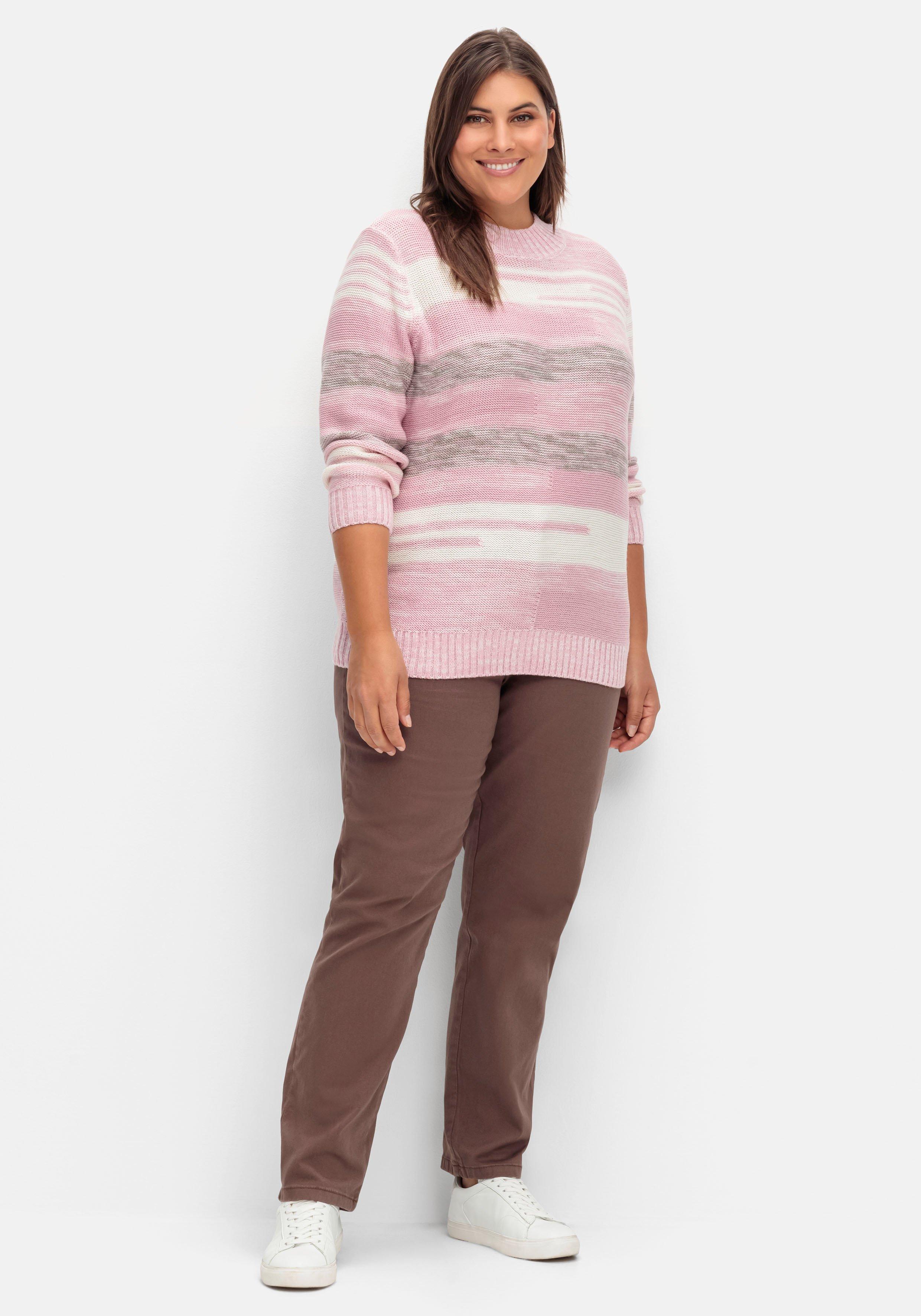 Pullover mit Stehkragen und Blockstreifen