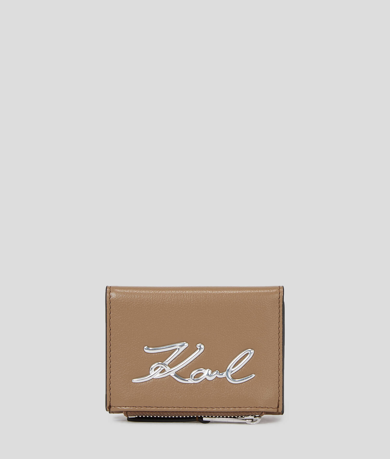 PORTE-CARTES ZIPPÉ À TROIS VOLETS K/SIGNATURE