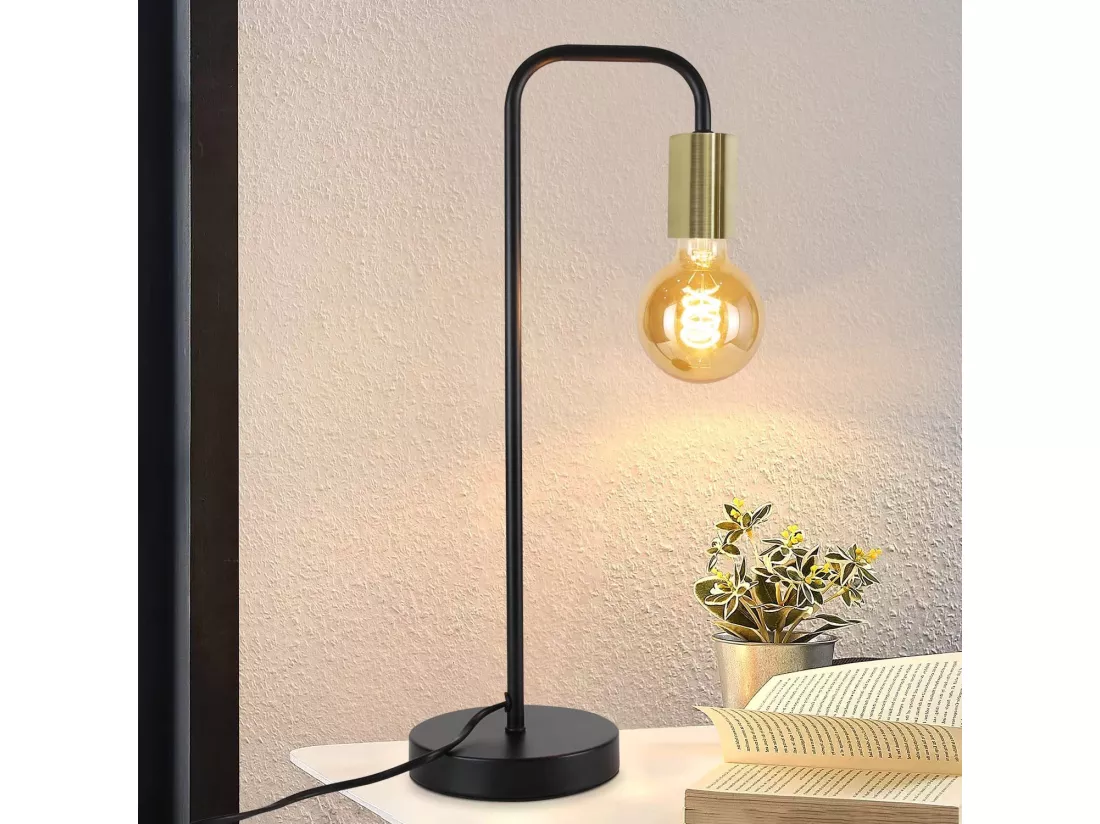 NETTLIFE lampe de table Vintage lampe de chevet salon - noir or industriel E27 lampe de table enfants dans chambre veilleuse