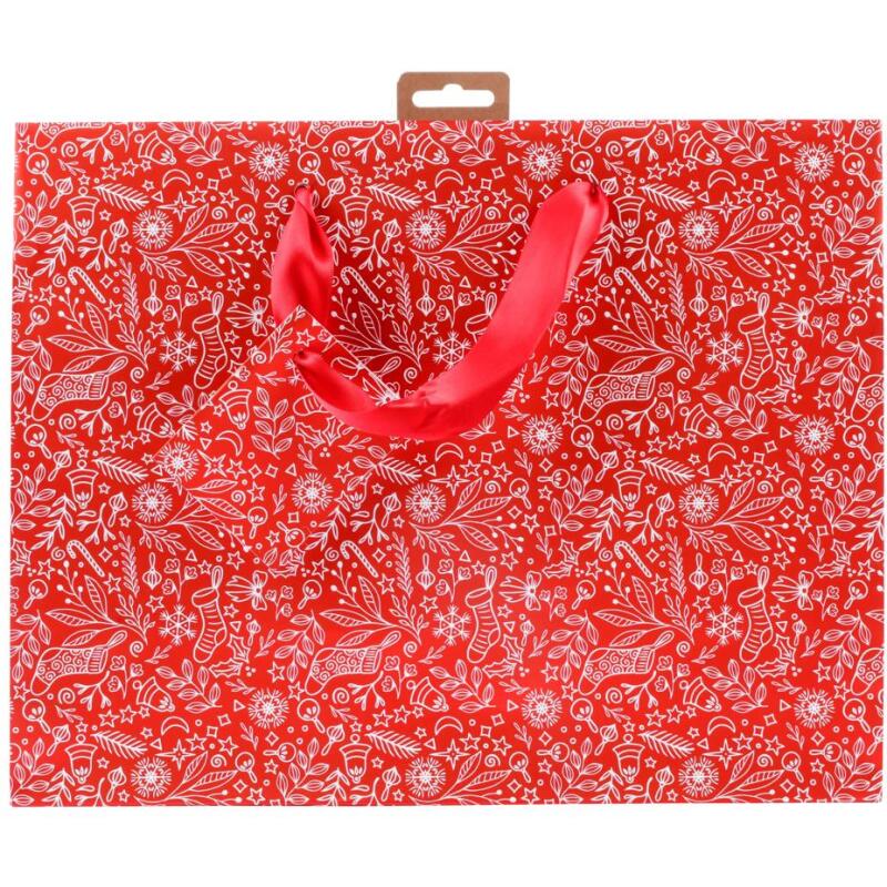 Premium sac shopping rouge & blanc 32x13x24,5 cm - Rouge