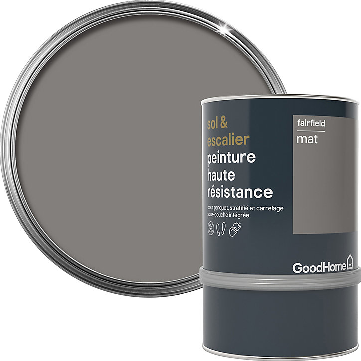 Peinture haute résistance sol et escalier GoodHome gris Fairfield mat 0,75L