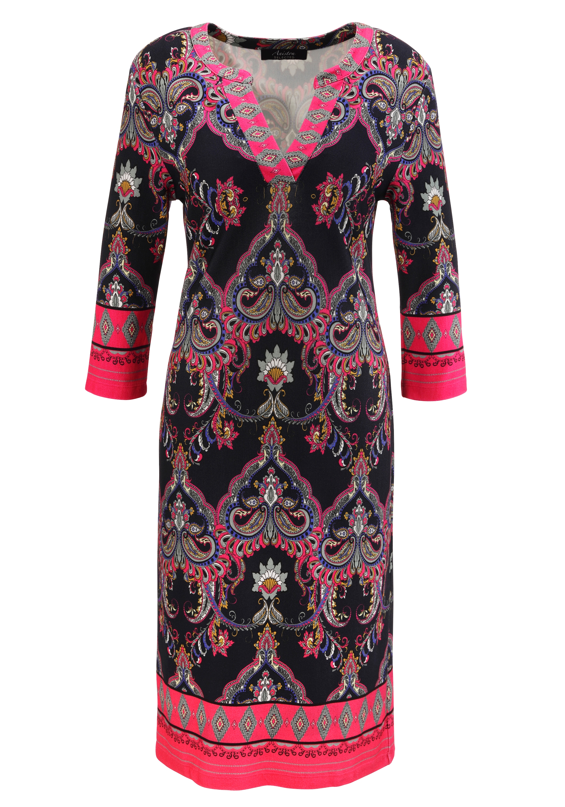 Aniston SELECTED Jerseykleid mit Ornamenten- und Rankendruck Allover
