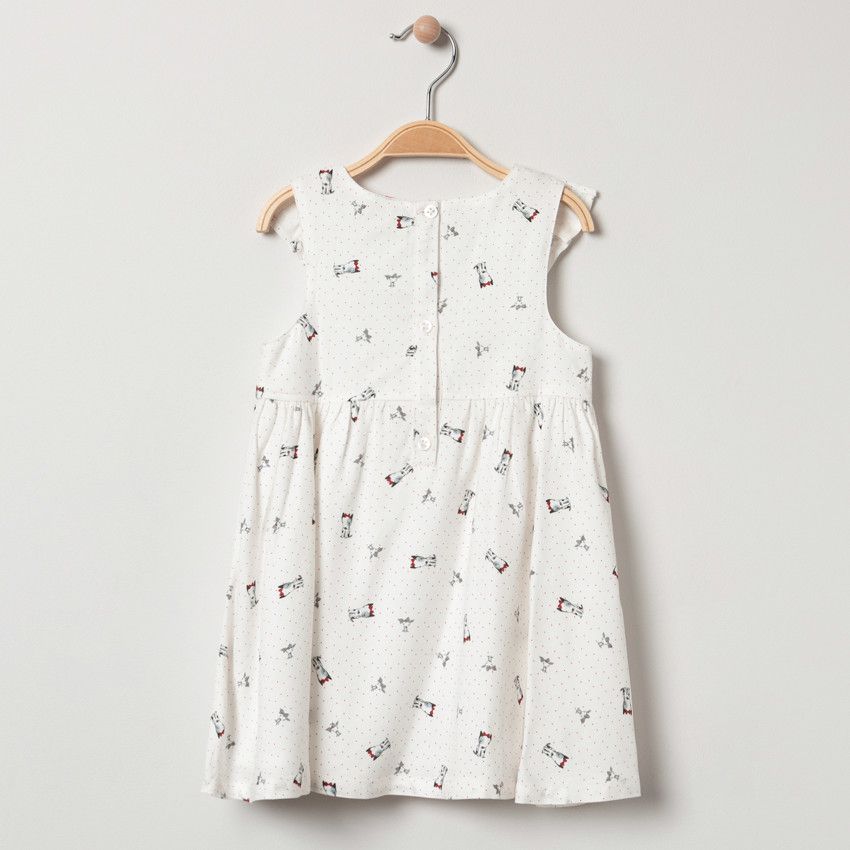 Robe sans manches à chiens imprimés all-over - Ecru