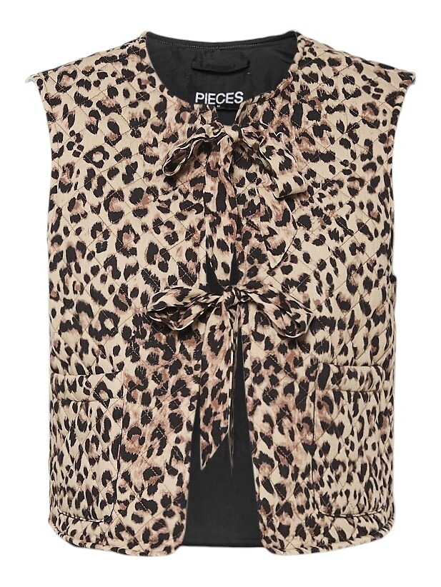 PEÇAS<br>Cardigã sem mangas, estampa de leopardo