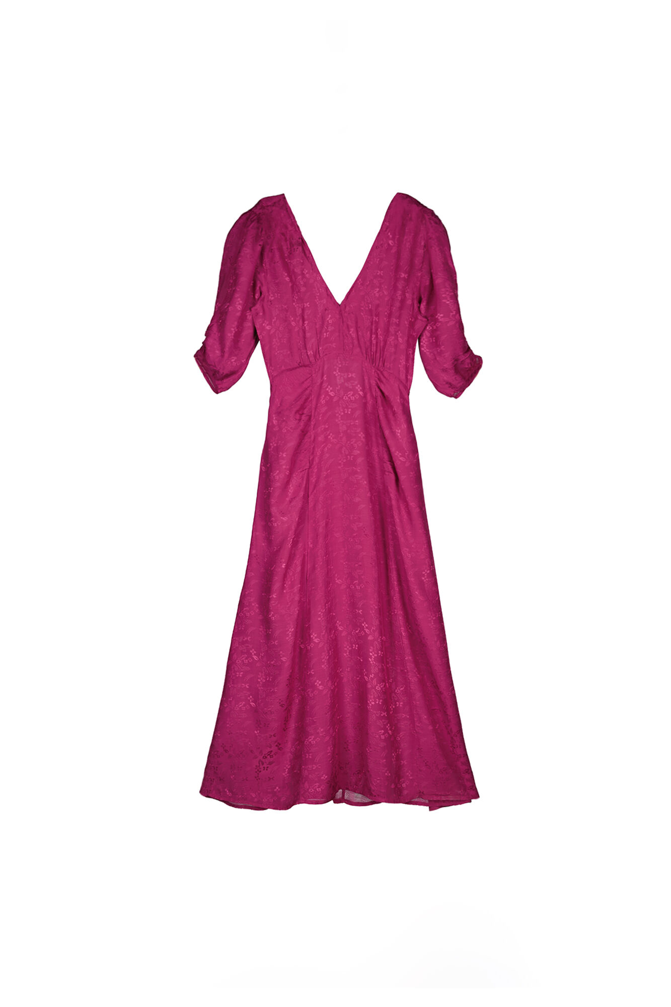 Vestido midi Paula Jacquard - Rosa