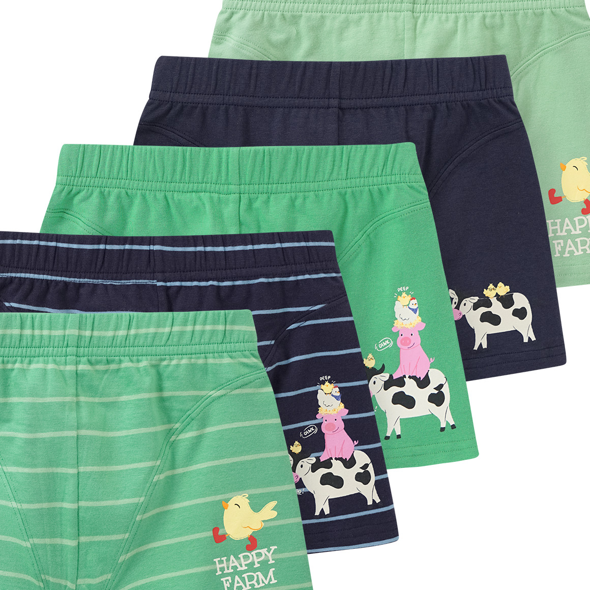 Topolino 5 Jungen Boxer mit Tier-Motiven grün / dunkelblau / hellgrün