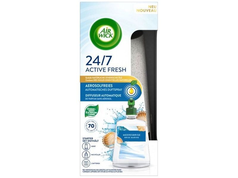 Air Wick Active Fresh Starter-Set Meeresbrise Wasserbasiertes, automatisches Duftspray mit frischem Duft