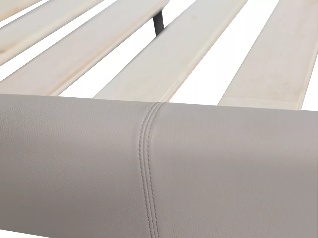Lit 160 x 200 cm - Cuir - Taupe - JODALA