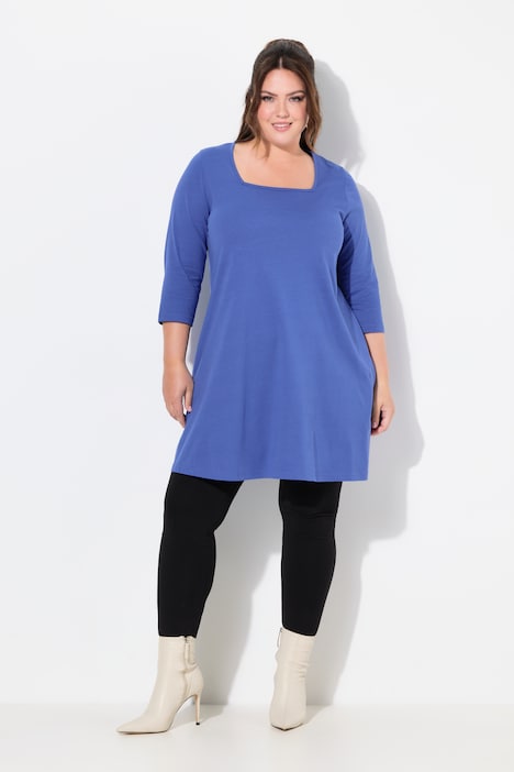 Longshirt, A-Linie, Carree-Ausschnitt, 3/4-Arm