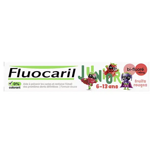 Fluocaril Junior 6-12 anos Creme dental em gel sabor frutas vermelhas 75ml