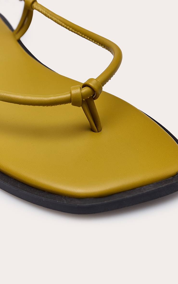 Vert Olive Sandales Minimalistes À Entredoigt En Synthétiquecuir